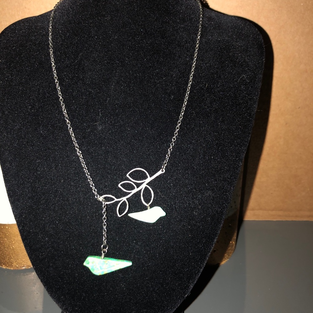 Turquoise blue bird necklace